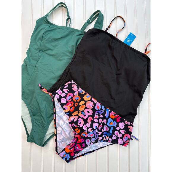 NWT Cupshe Eucalyptus Lace-Up Slim & Sculpt One-Piece Swimsuit BUNDLE Size L - Picture 2 of 6